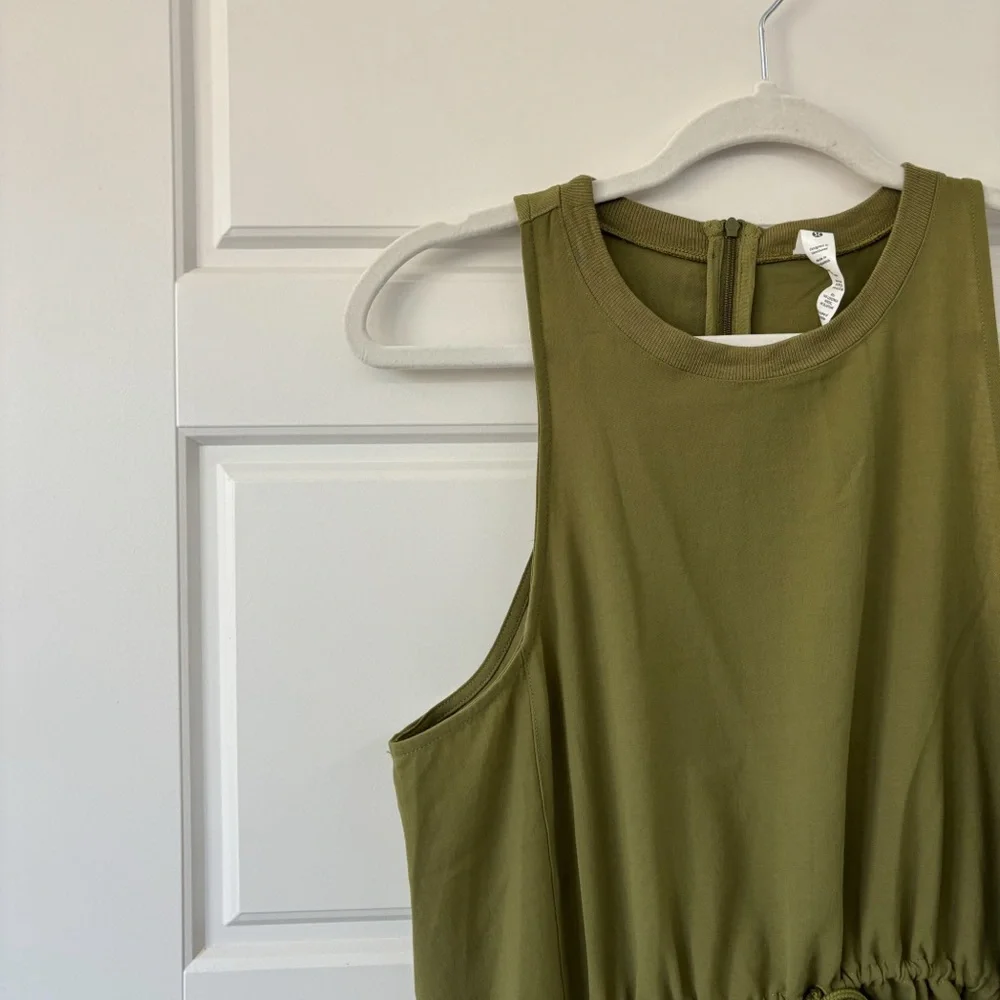 Lululemon Mesh Overlay High-Neck Dress Bronze Green
